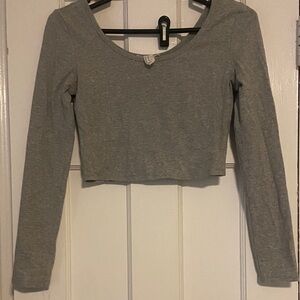 Forever 21 Heather Gray Long Sleeve Crop Top